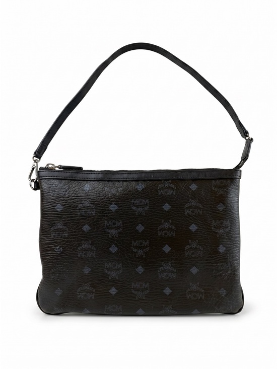 MCM Handbags - MCM Black Monogram Leather Clutch Bag Zipper Top Pre-Owned Needs TLC